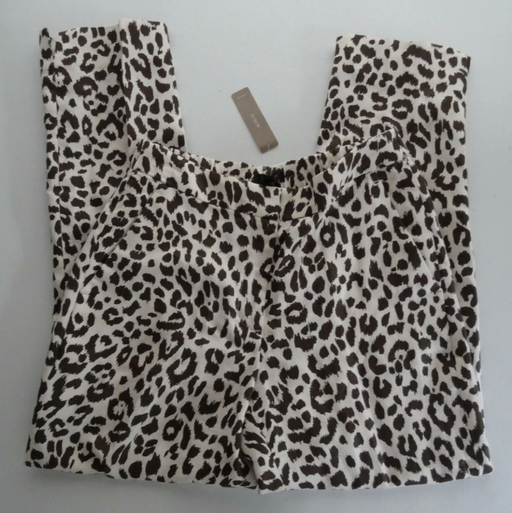 NWT J. Crew 6T 6 Tall Easy Pant Leopard Print Linen Lyocell Elastic Waist H8703